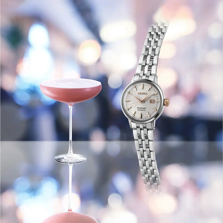 SEIKO PRESAGE SRE009J1 COCKTAIL TIME "CLOVER CLUB" DIAMOND TWIST WOMEN WATCH