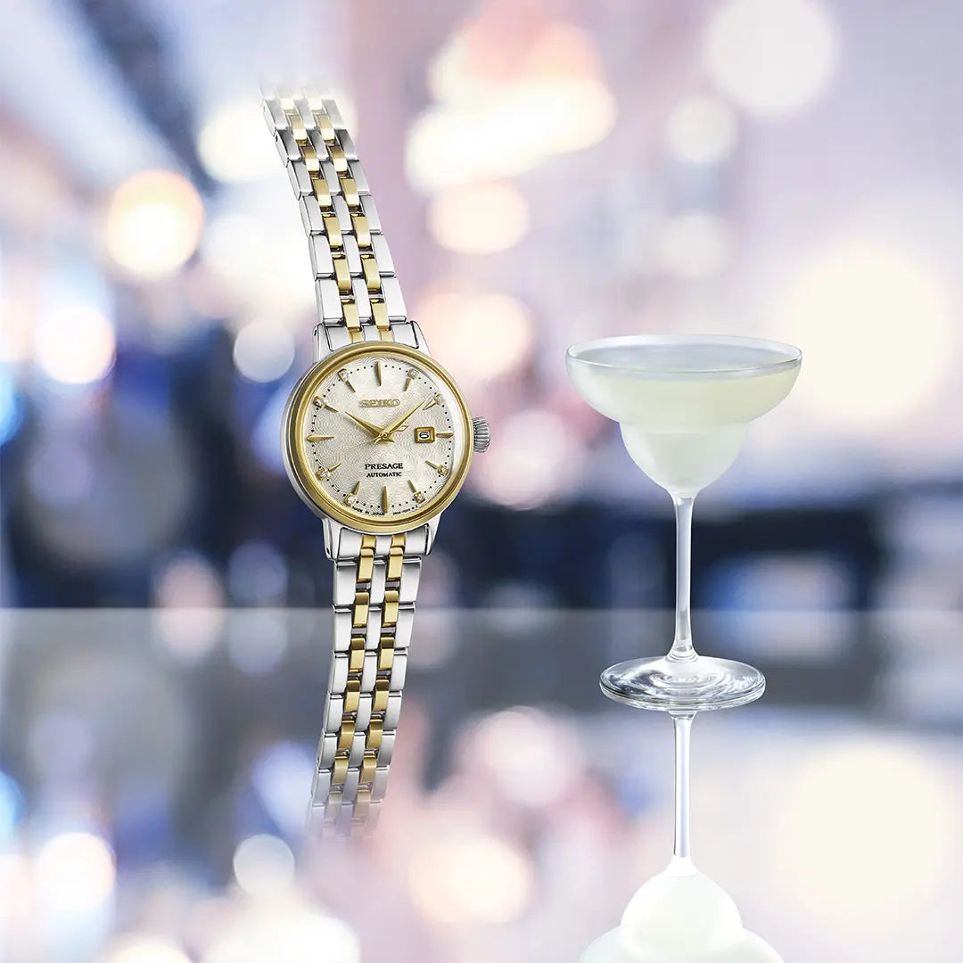 SEIKO PRESAGE SRE010J1 COCKTAIL TIME "WHITE LADY" DIAMOND TWIST WOMEN WATCH