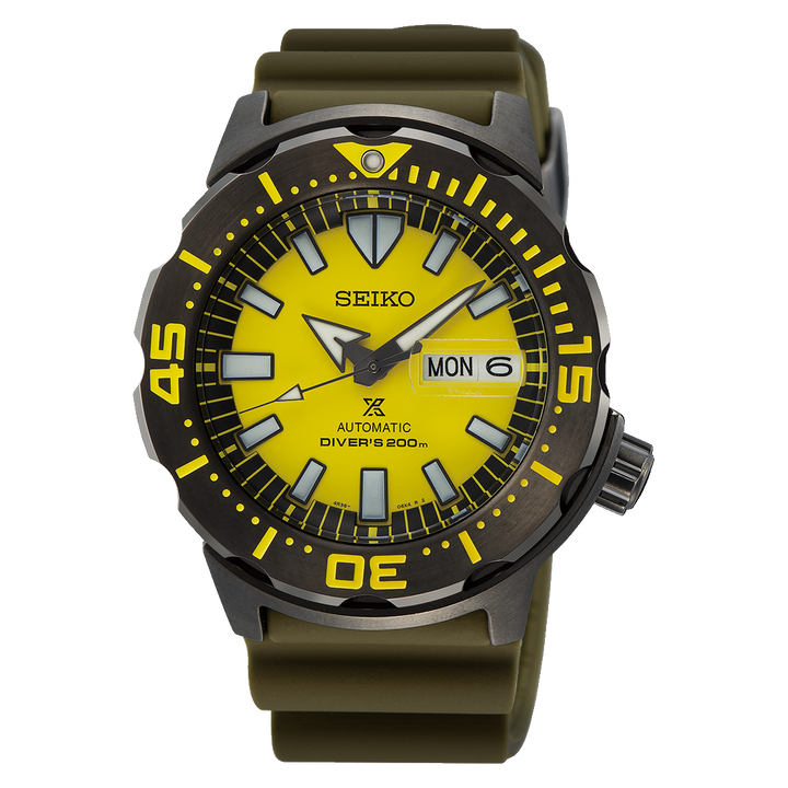 SEIKO PROSPEX SRPF35K1 YELLOW MONSTER AUTOMATIC SPECIAL EDITION DIVER'S MEN WATCH