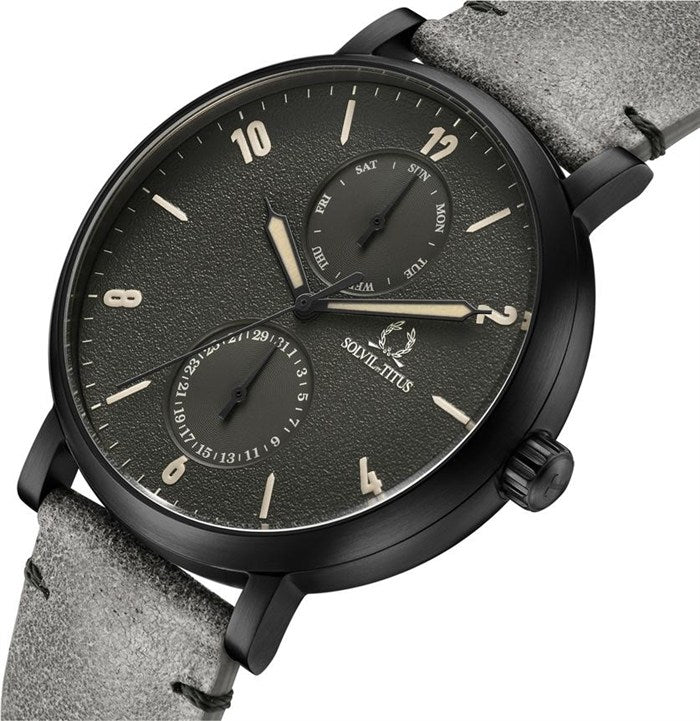 SOLVIL ET TITUS CLASSICIST W06-03222-004 MULTI-FUNCTION QUARTZ LEATHER MEN WATCH