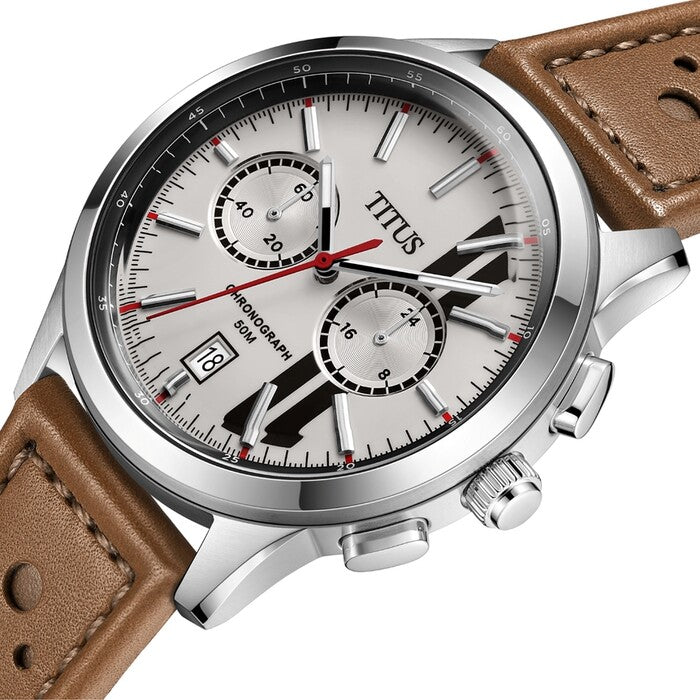SOLVIL ET TITUS BRAVO W06-03236-018 CHRONOGRAPH  QUARTZ LEATHER MEN WATCH