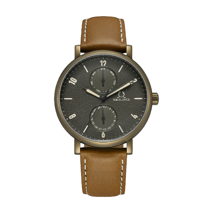 SOLVIL ET TITUS CLASSICIST W06-03222-006 MULTI-FUNCTION QUARTZ LEATHER MEN WATCH